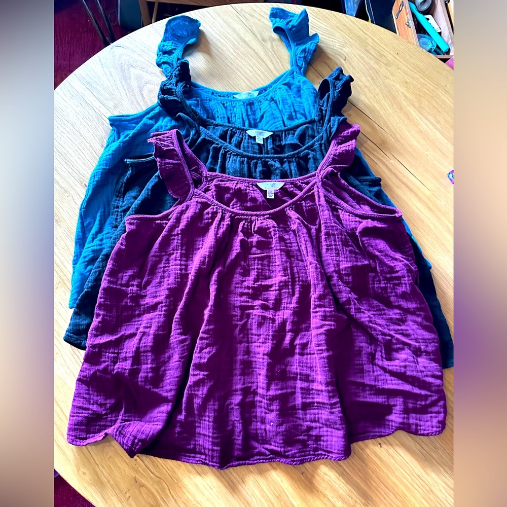 3 cotton gauze tank tops XXL